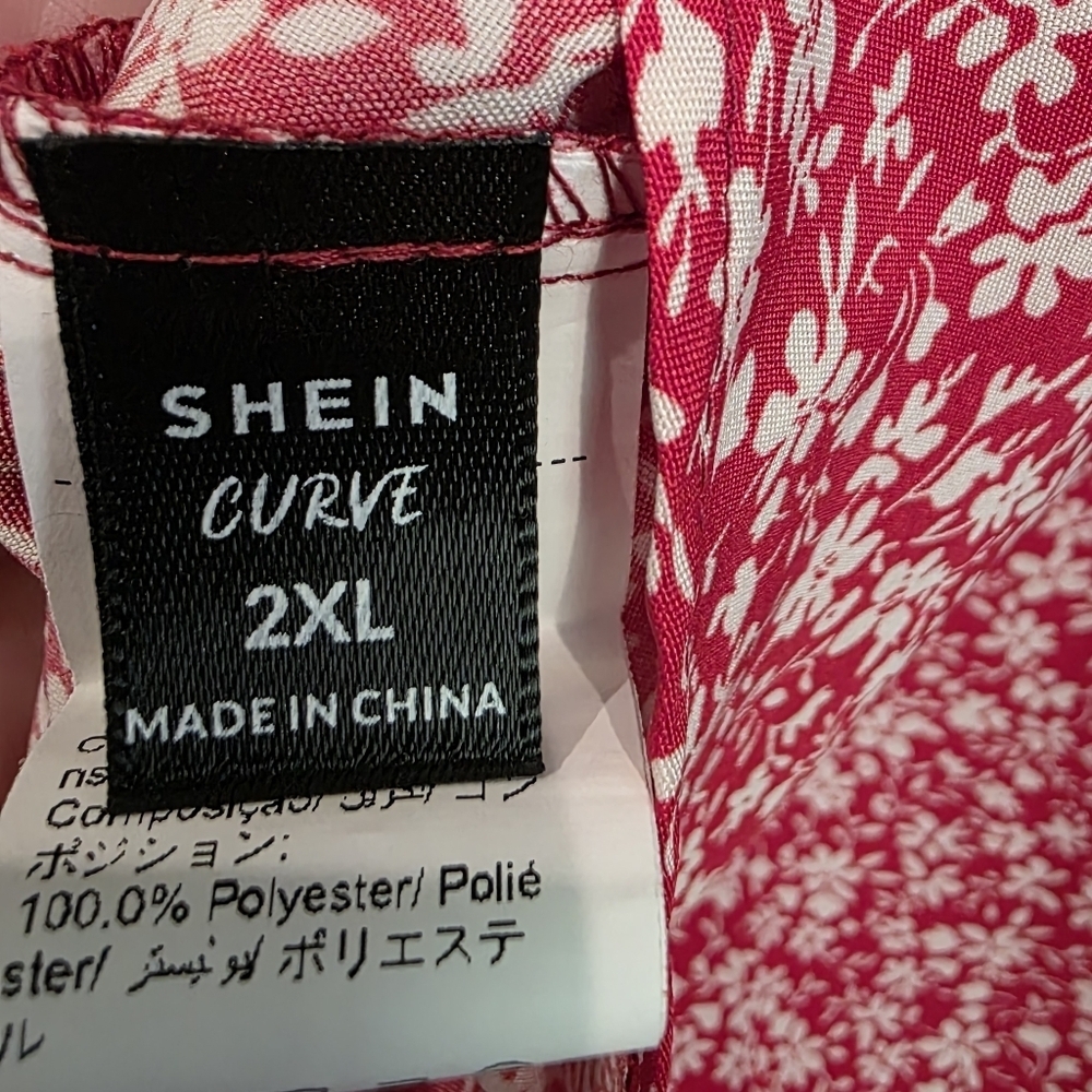 SHEIN Red Floral V-neck Camisole Top Size 2X - Picture 3 of 3